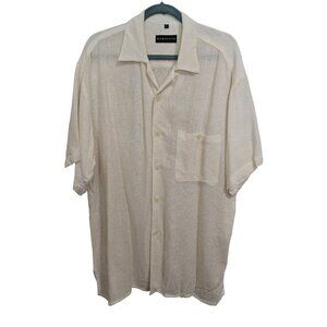 Baracuta Mens White Short Sleeve Casual Beachy Button-Up Shirt‎ L